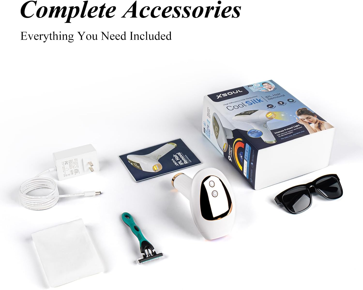 Xsoul IPL Laser Hair Removal Device – Ice Cooling, 9 Energy Levels