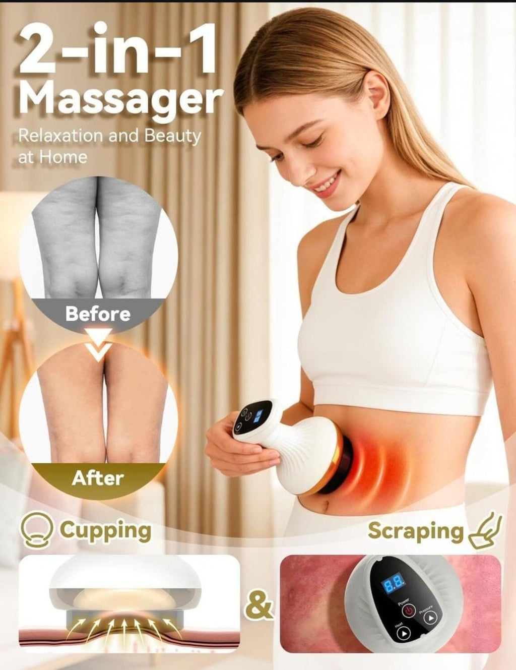 4-in-1 Electric Cellulite Massager – Vacuum, Heat & Roller Body Sculptor