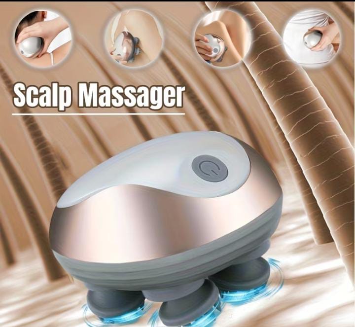 Rechargeable Electric Scalp Massager | 96 Nodes, 7 Massage Heads – For Adults & Pets