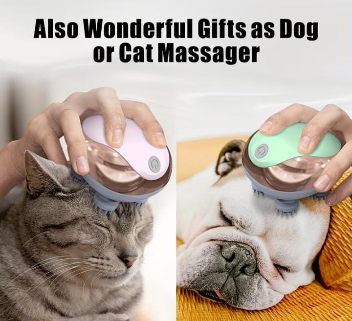Rechargeable Electric Scalp Massager | 96 Nodes, 7 Massage Heads – For Adults & Pets