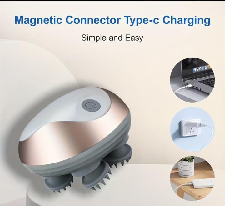 Rechargeable Electric Scalp Massager | 96 Nodes, 7 Massage Heads – For Adults & Pets