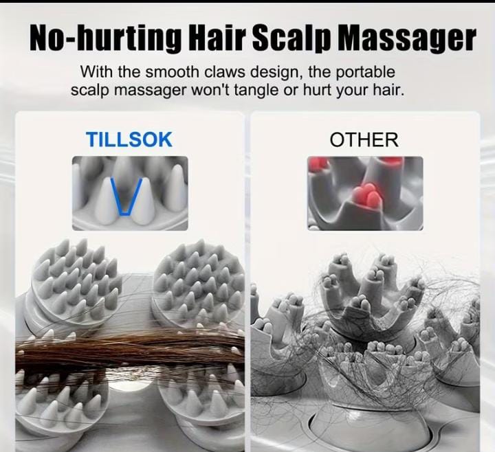 Rechargeable Electric Scalp Massager | 96 Nodes, 7 Massage Heads – For Adults & Pets