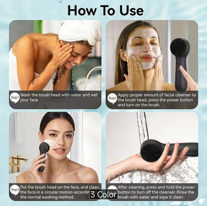 Sonic Silicone Facial Cleansing Brush | USB Rechargeable Deep Pore Cleaner & Exfoliator